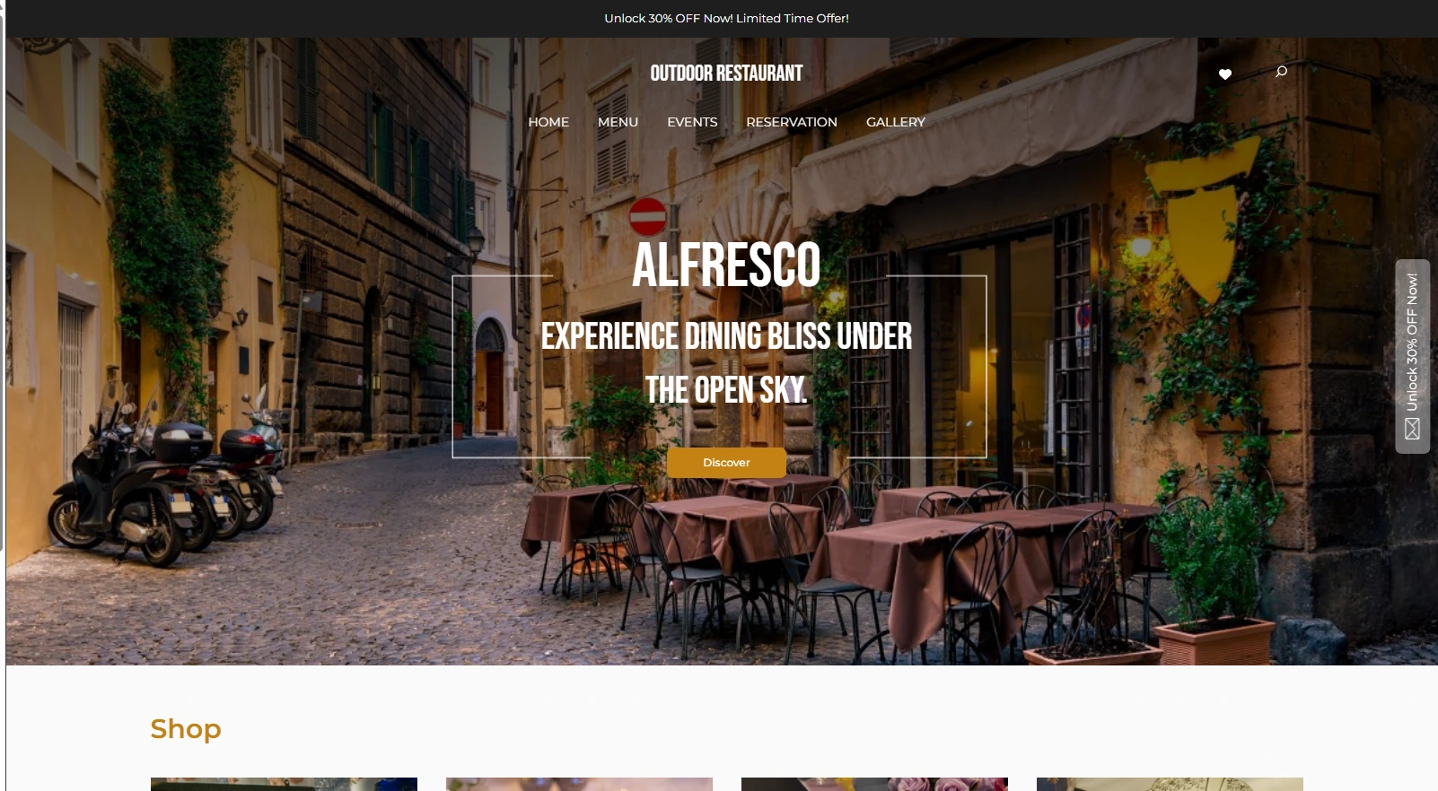 Gastronomie und Restaurant Homepage Design